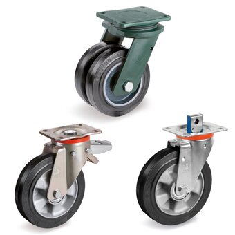 Wielen van elastisch rubber
